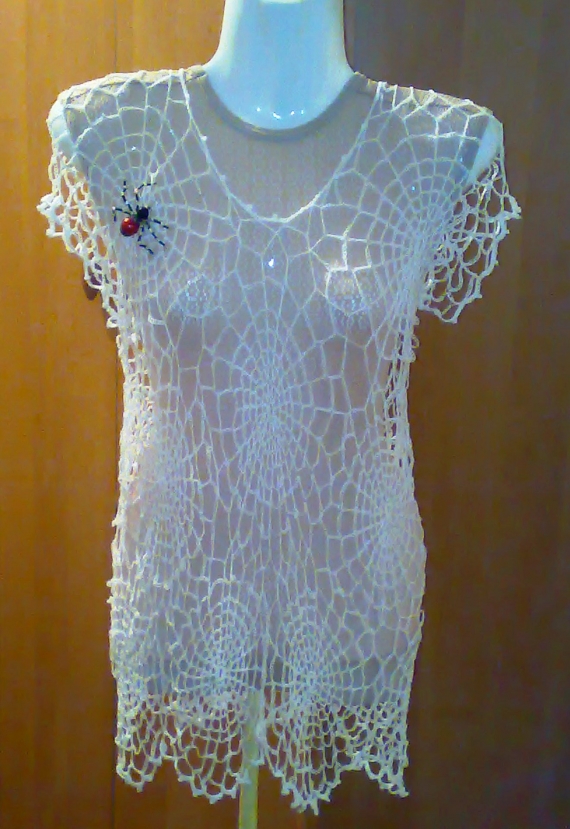 Пляжная туника "Паутинка с пауком"