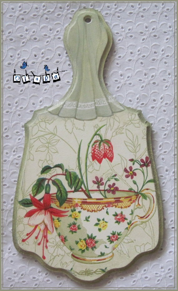 Досточка "чашка с цветами"