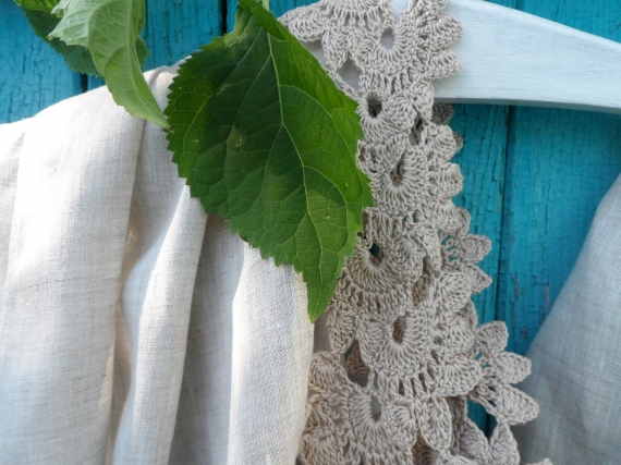 палантин льняной с каймой