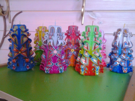 Ажурные свечи ручной работы "Радуга"