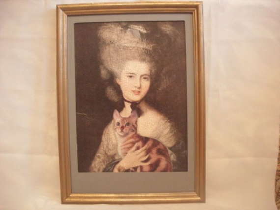 картина на  "Дама в голубом с кошкой"