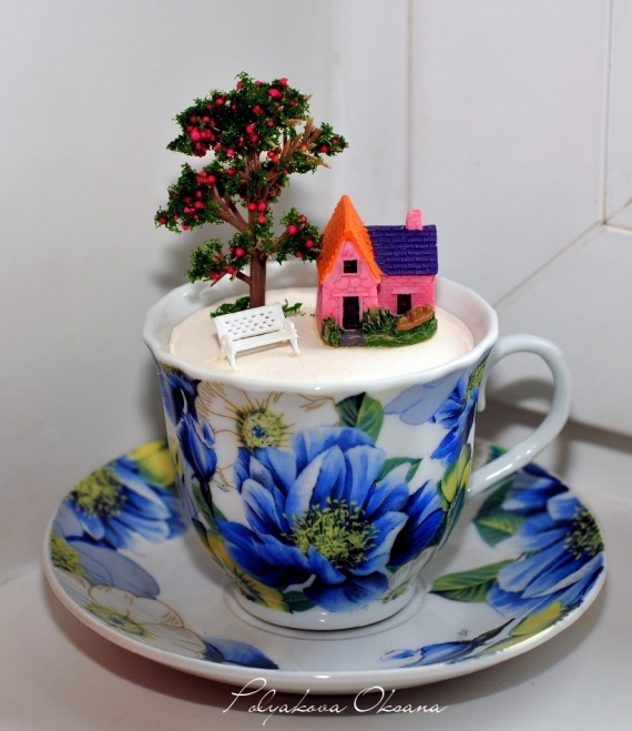 Интерьерная композиция в чашке "Дворик для души"