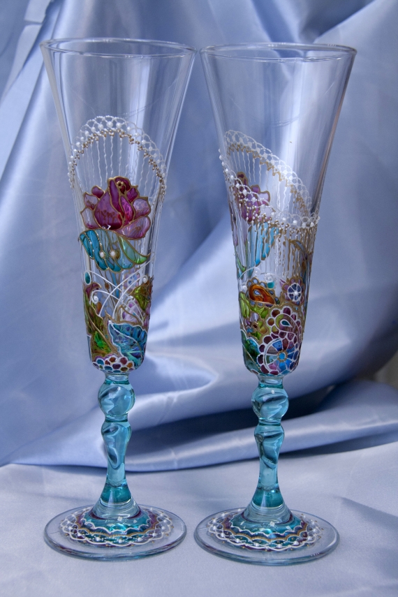 Фужеры " Бирюзовый коктейль"