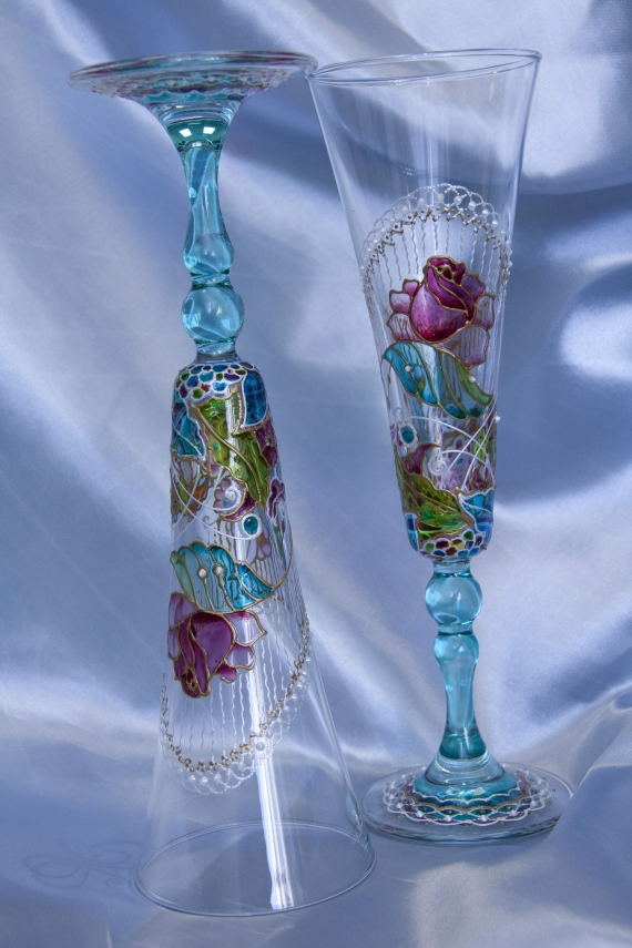 Фужеры " Бирюзовый коктейль"