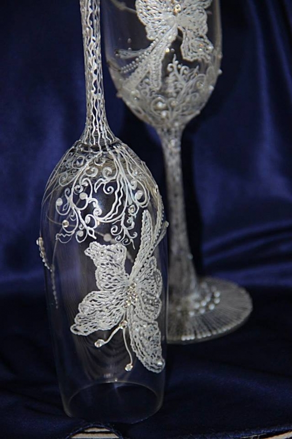 Фужеры" Бабочка в серебре"