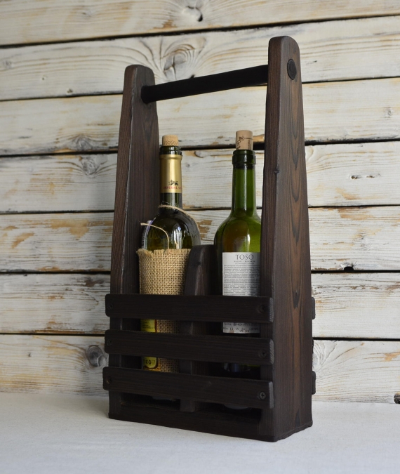 Подставка (ящик, короб) под 2 бутылки из дерева