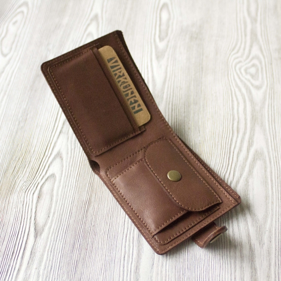 Кошелек из натуральной кожи "Молочный шоколад"