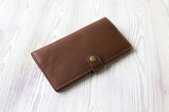 Портмоне, из натуральной кожи "Молочный шоколад"