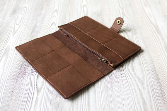 Портмоне, из натуральной кожи "Молочный шоколад"