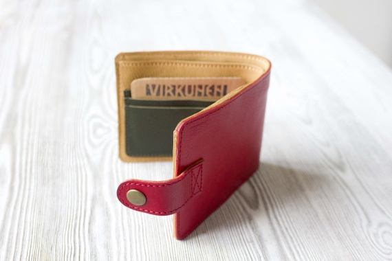 Красный женский кошелек, портмоне из натуральной кожи "Тропикана"