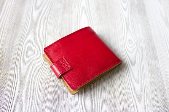 Красный женский кошелек, портмоне из натуральной кожи "Тропикана"