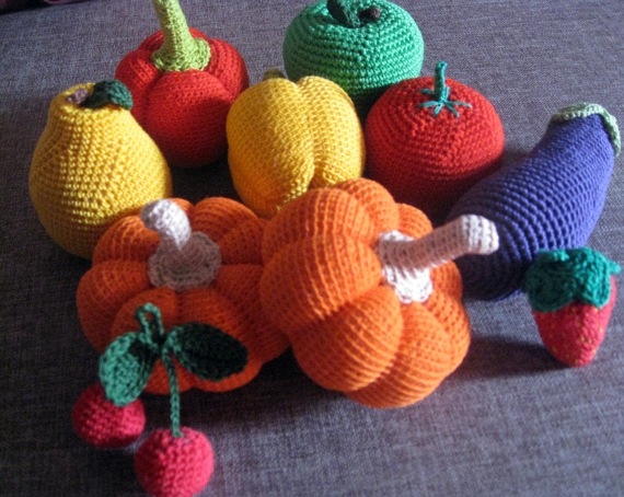 Вязаные фрукты-овощи