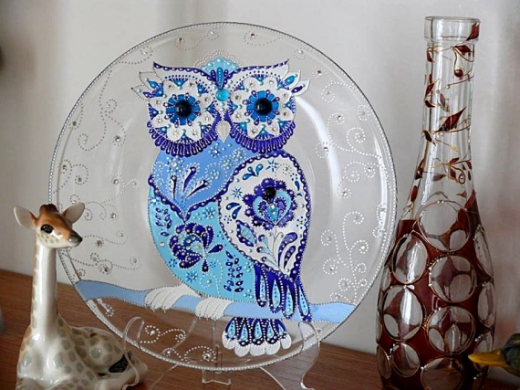 Тарелка" Сова Гжелька"