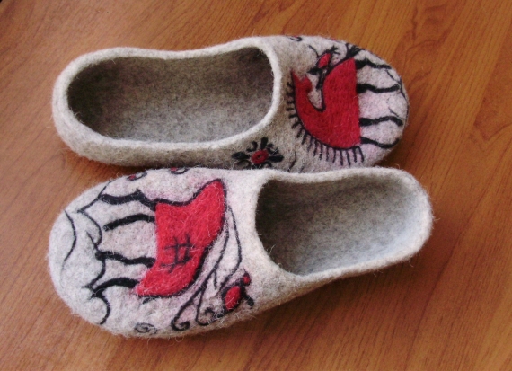 Тапочки "Мезенские мотивы" валяные