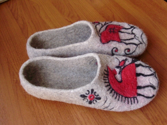 Тапочки "Мезенские мотивы" валяные