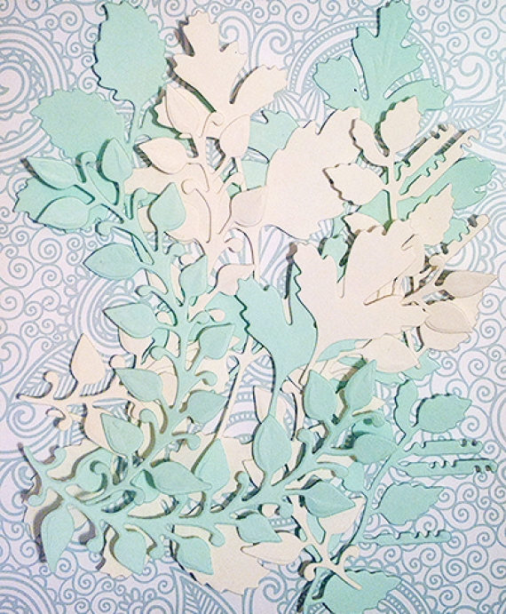 Фигурные вырубки "Травянистые растения и листья" ванильно-зеленые, 12 шт.