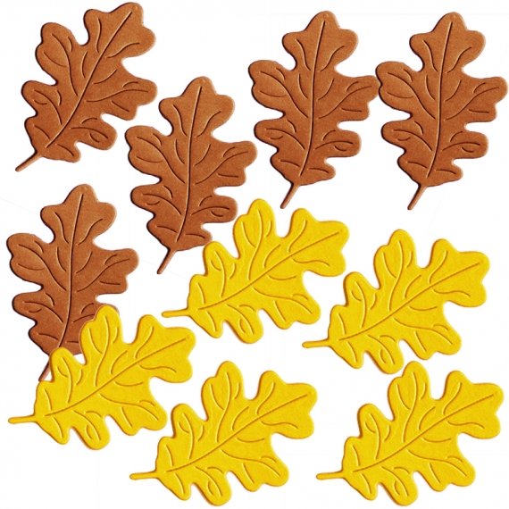 Фигурные вырубки "Листья дуба", зелено-оранжевые, 3х4см, 10 шт.