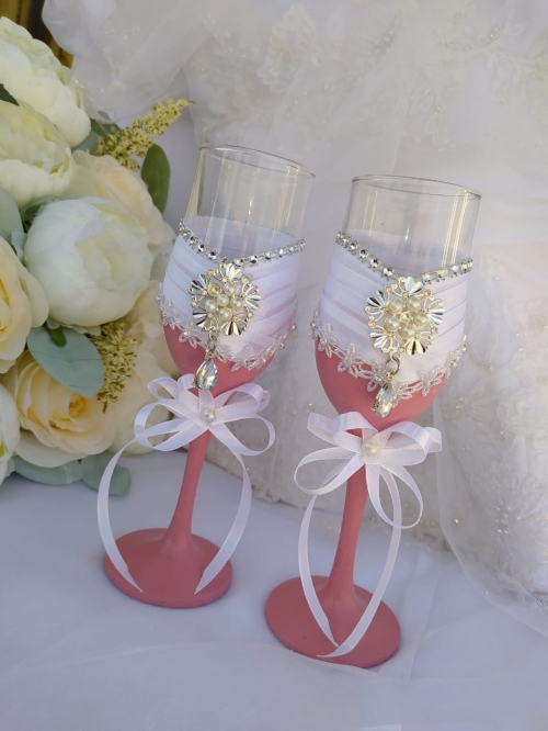 Свадебные бокалы "Пудровый розовый"