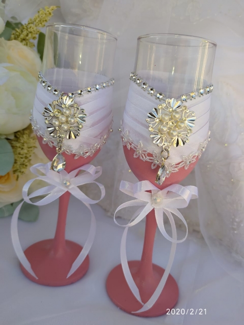 Свадебные бокалы "Пудровый розовый"