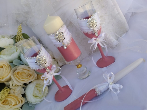 Свадебные бокалы "Пудровый розовый"