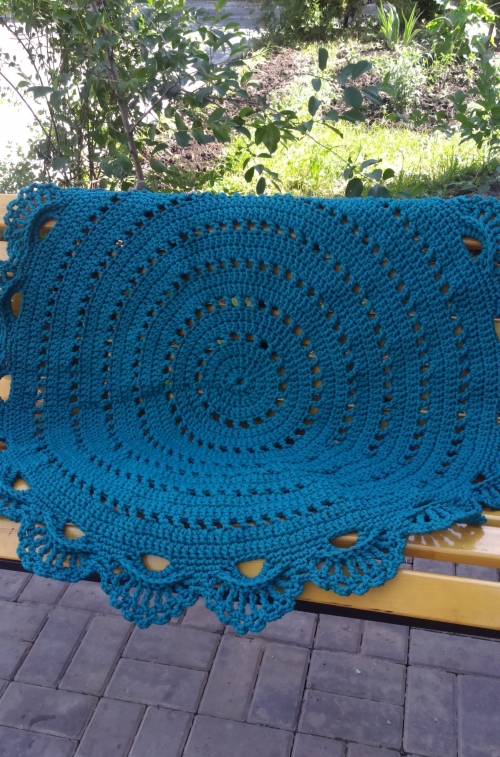 Круглый коврик цвета морской волны из полиэфирного шнура