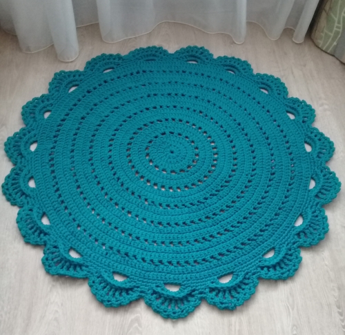 Круглый коврик цвета морской волны из полиэфирного шнура