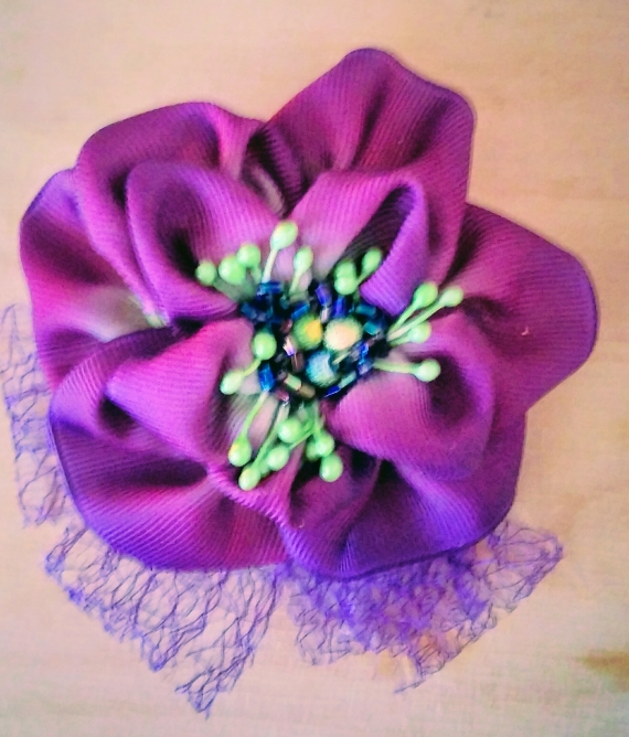 брошь-заколка "фиалка"
