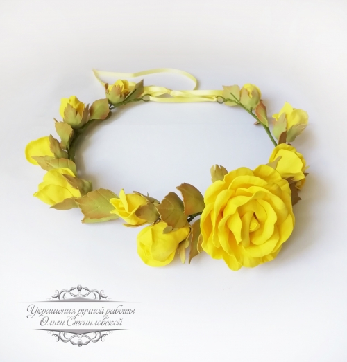 Венок для волос из фоамирана "Чайная роза"