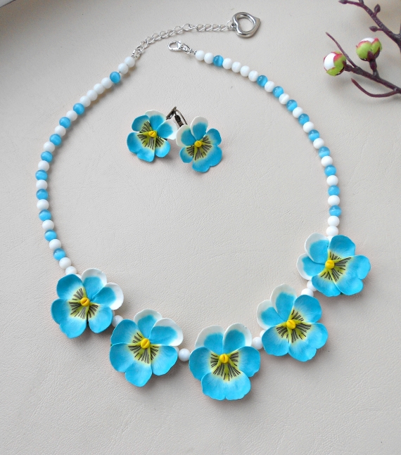 комплект из полимерной глины"Анютины глазки"