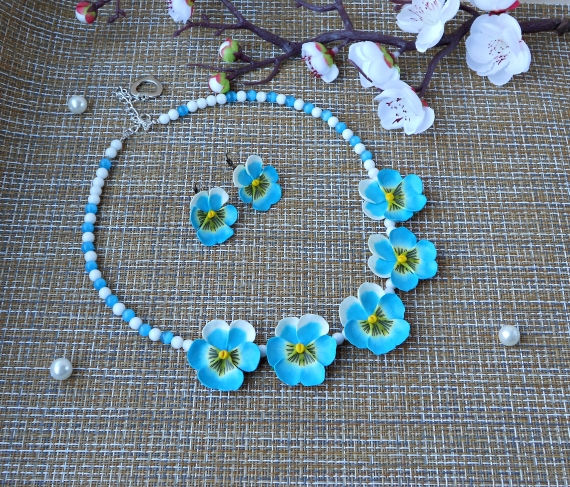 комплект из полимерной глины"Анютины глазки"