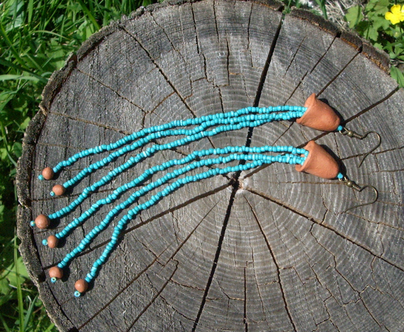 Серьги "колокольчики" из глины