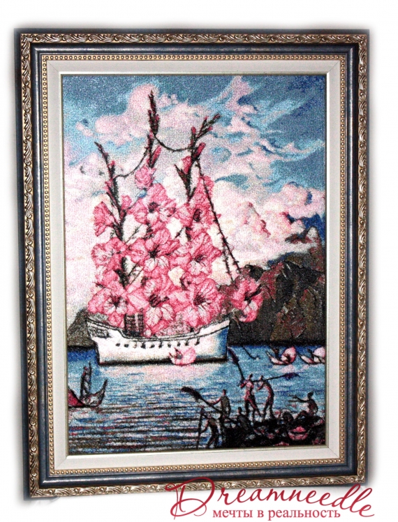 "Корабль гладиолусов"машинная вышивка