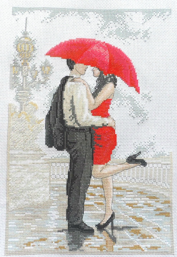 Вышитая картина "В объятиях дождя"