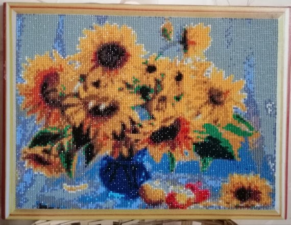 Картина "Подсолнухи и яблоки"