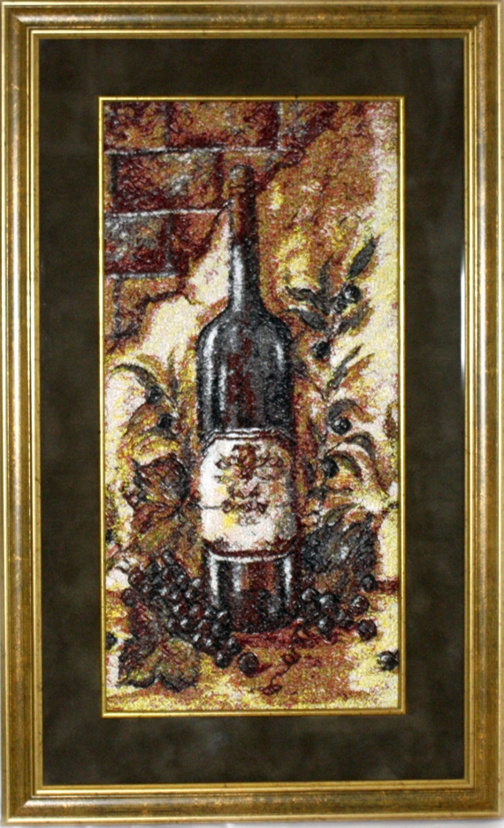 Триптих - "Погребок" - картины в технике фотостежка, машинная вышивка