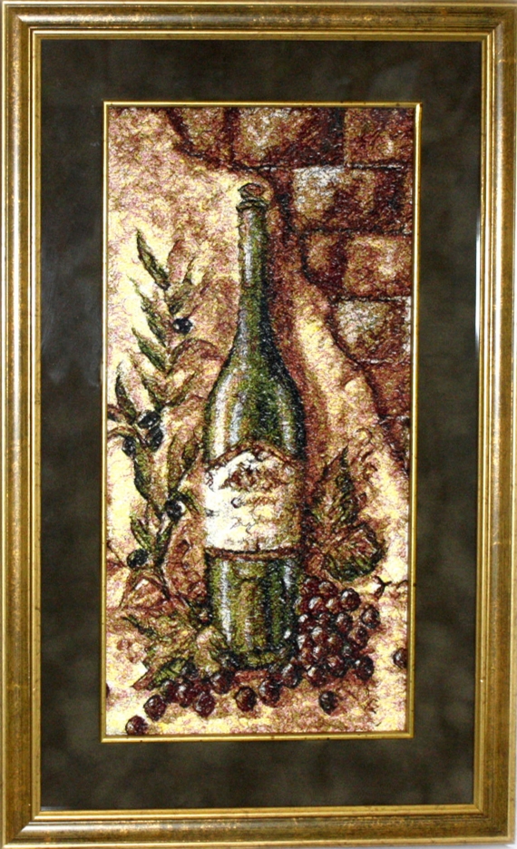 Триптих - "Погребок" - картины в технике фотостежка, машинная вышивка