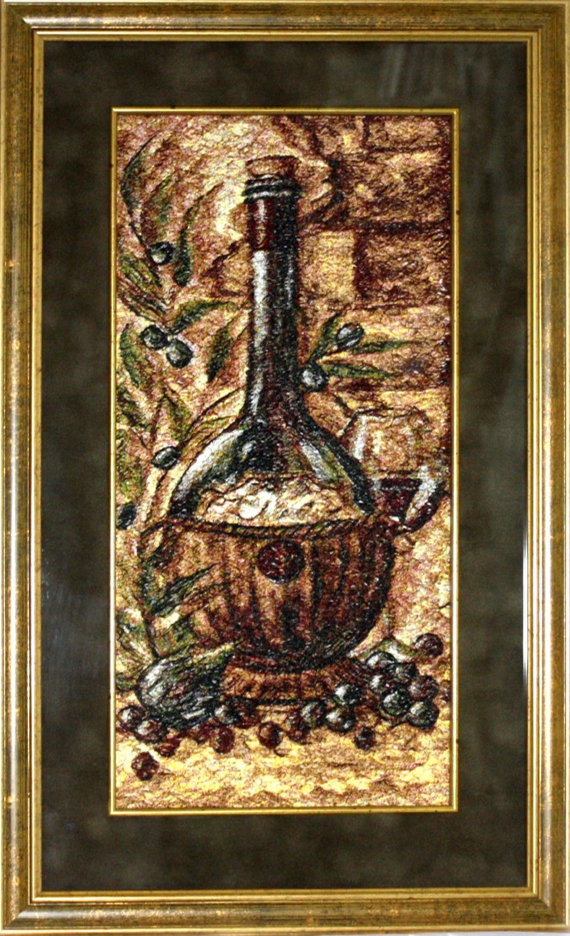 Триптих - "Погребок" - картины в технике фотостежка, машинная вышивка