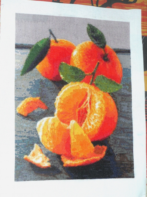 Вышитая картина "Сочные мандарины"