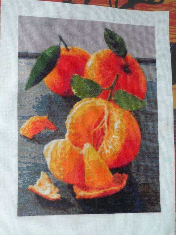 Вышитая картина "Сочные мандарины"