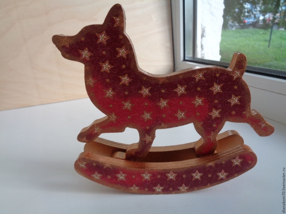 Деревянная игрушка Собака качалка, каталка