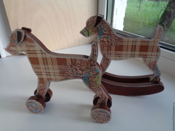 Деревянная игрушка Собака качалка, каталка
