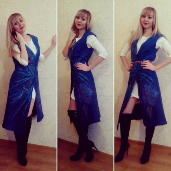 Валяный жилет-платье