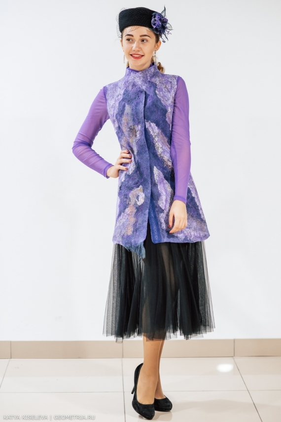 валяный жилет "сиреневый туман"р.44-46