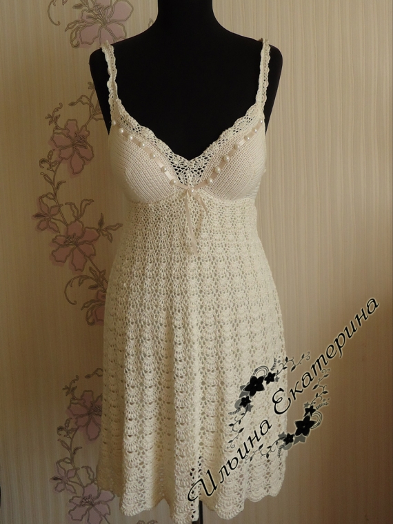 Ажурное платье/сарафан вязанное крючком