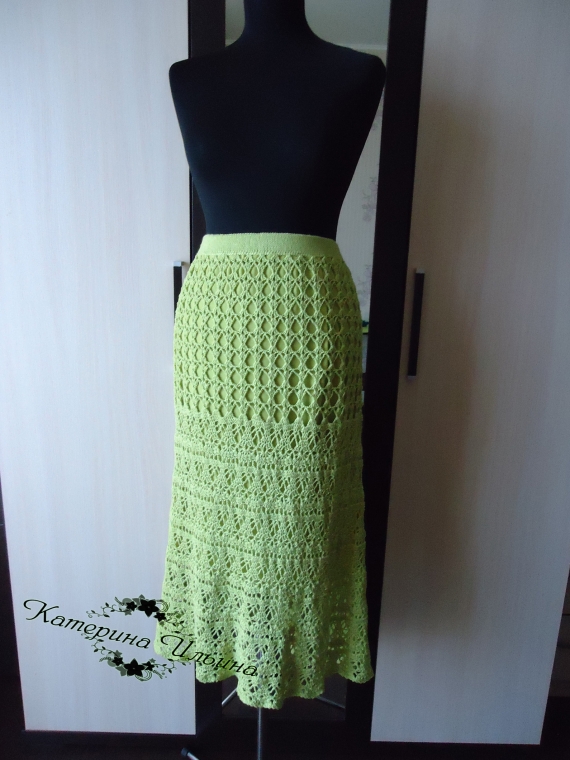 Ажурная юбка "Лилии"  вязанная крючком