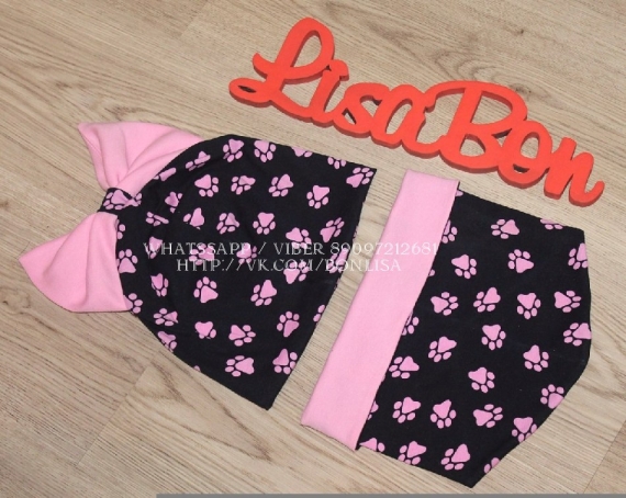 Шапочка для девочки с бантом + снуд