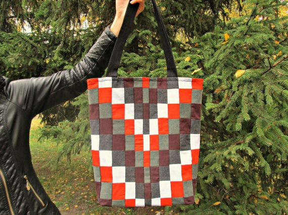 Женская джинсовая сумка, лоскутное шитье.