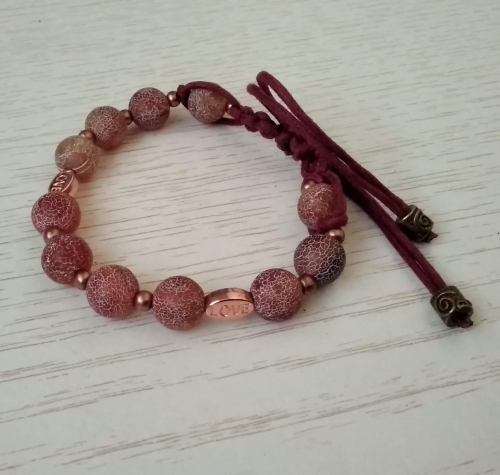 Плетеный браслет "Агат кракле"