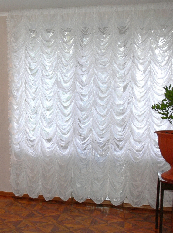 Шторы: штора "Французская" из вуали белой.