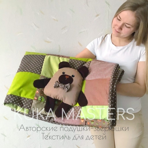 Покрывало лоскутное Лес, Мишка в подарок! Скидка 50%!!!